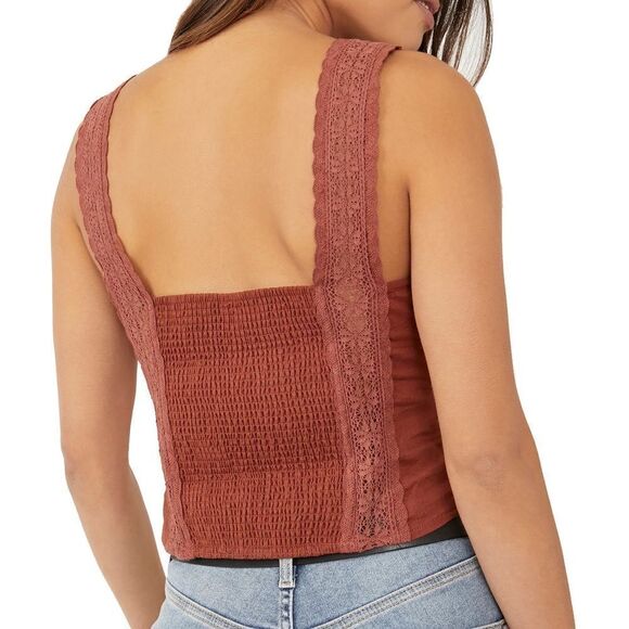 Free People Maggie Lace Tank In Coconut Shell - Picture 2 of 4